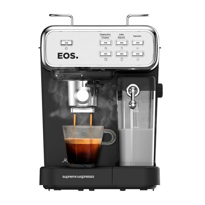 Cafeteira Espresso 3 em 1 EOS Prepara Espresso, Latte e Cappuccino com 20 Bar de Pressão Inox ECF07EC 110V