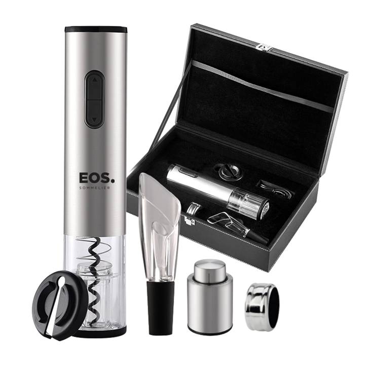 Kit Abridor de Vinho Elétrico EOS EAB03M Inox + Maleta