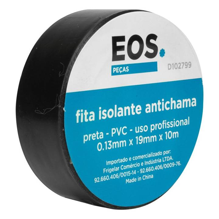 Kit Fita Isolante EOS para Instalação Elétrica 10m x 0,18m Preta - 10 Unidades