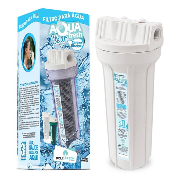 Filtro Policarbon Aquafresh Clear 10" Carbon Block 7070 Branco