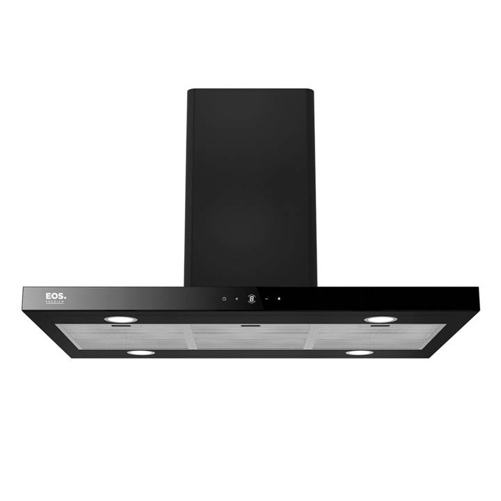 Coifa e Depurador de Ilha EOS 90cm Premium com Painel Digital Touch e Vazão de 1200m³/h Inox Preto ECO91ITDP 110V