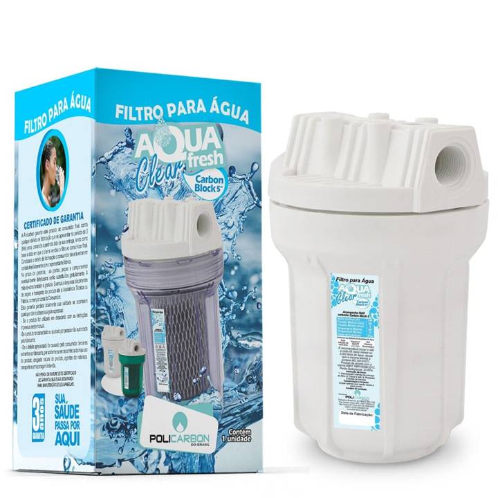 Filtro Policarbon Aquafresh Clear 5" Carbon Block 7040 Branco