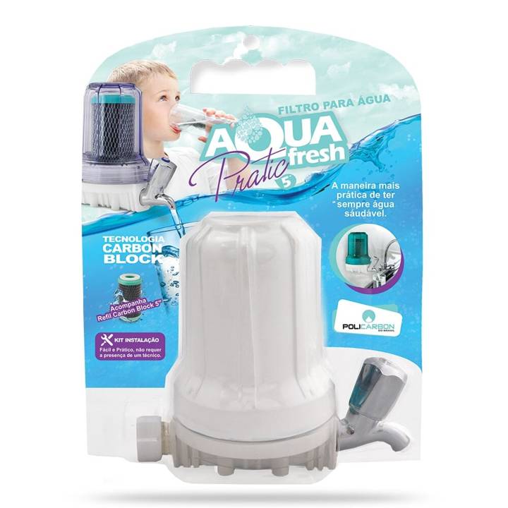 Torneira com filtro Policarbon Aquafresh Pratic 5" Carbon Block 7042 Branco