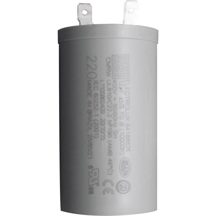 Capacitor para Geladeira 12MFD 400VAC LF75/80/LM06 64188826 Electrolux