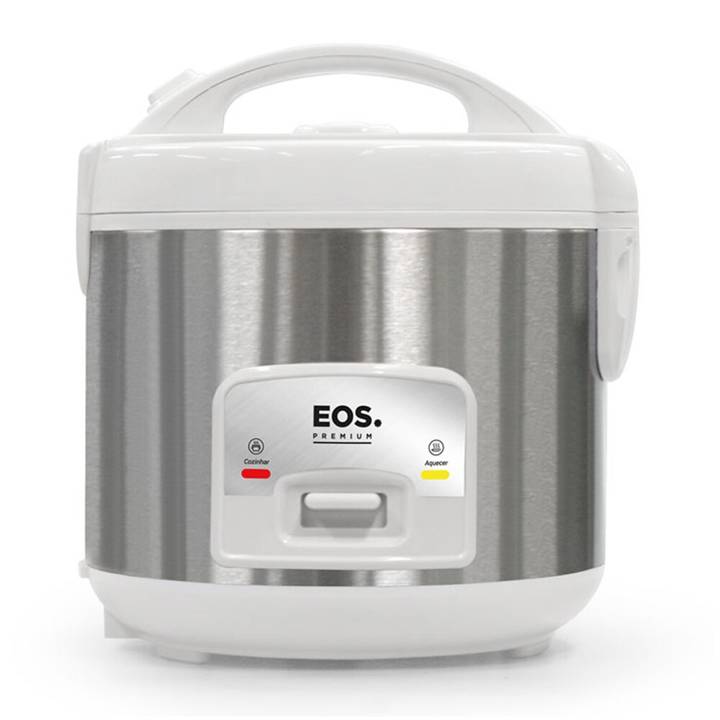 Panela Elétrica de Arroz EOS 5 Xícaras Inox Branco com Tampa de Vidro Clear Glass EPA05BI 110V