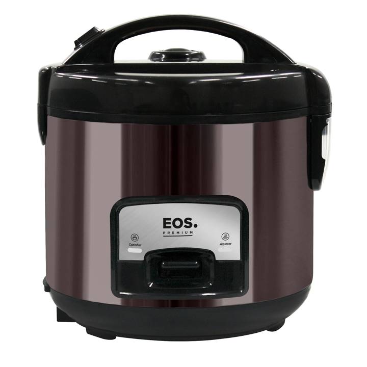 Panela Elétrica de Arroz EOS 10 Xícaras Titanium Preto com Tampa de Vidro Clear Glass EPA10PT 110V