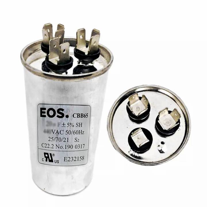 Capacitor Duplo 20+2 Mfd 440V com Terminal 50mm X 70mm Corpo Aluminio EOS