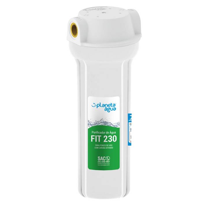 Filtro de Água com Carvão Ativado Planeta Água Fit230 9 3/4 Completo Rosca 1/2 Branco 2006