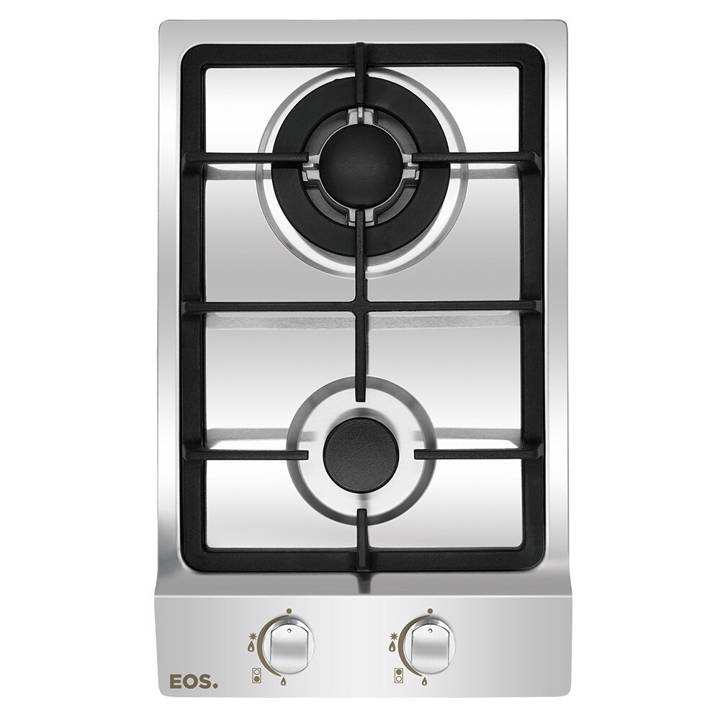 Cooktop Dominó a Gás 2 Bocas EOS Chama Tripla Inox ECG02 Bivolt