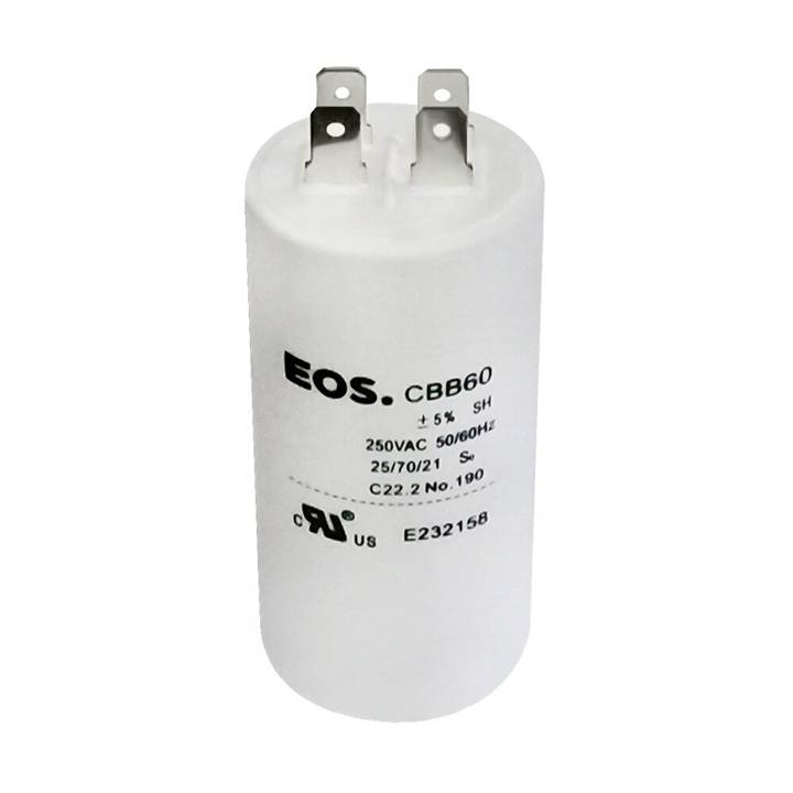 Capacitor Simples 20 Mfd 250V com Terminal 34mm X 60mm Corpo Polipropileno EOS