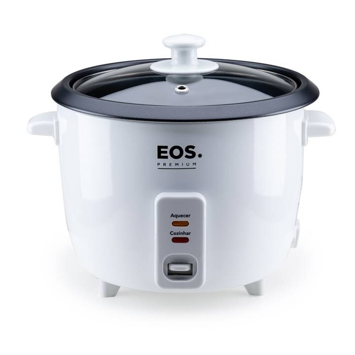 Panela Elétrica de Arroz EOS 8 Xícaras Premium Pratic Tampa de Vidro Branco EPA08B 110V