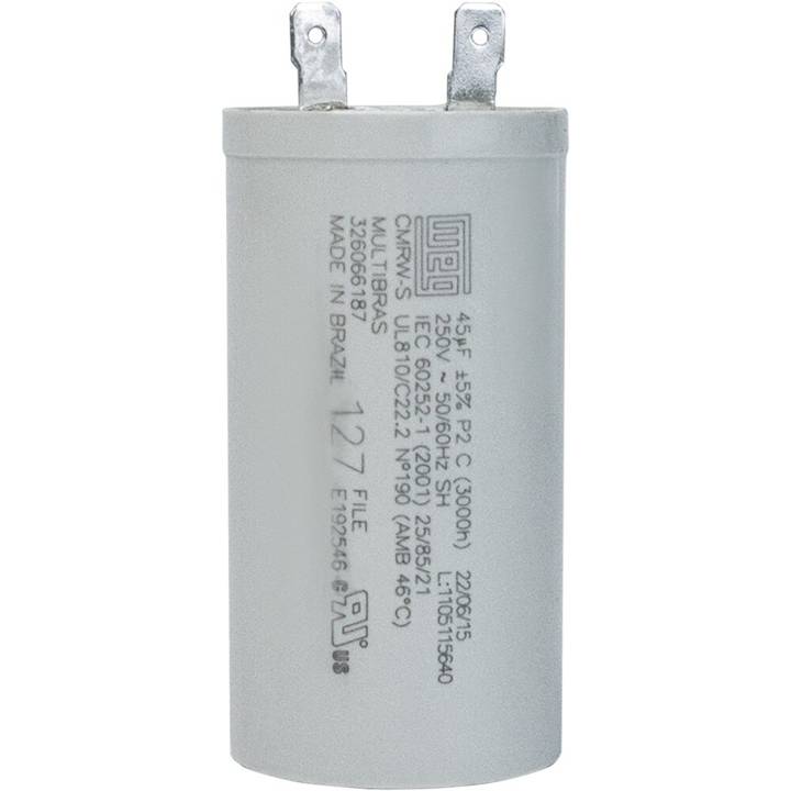 Capacitor Simples 40Mf 400V com Terminal Duplo Fast-On 45X74 Weg