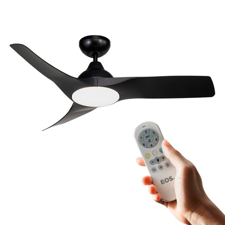 Ventilador de Teto EOS Turbo Vento 3 Pás com Controle Remoto 112cm 150W Preto EVX110P Bivolt