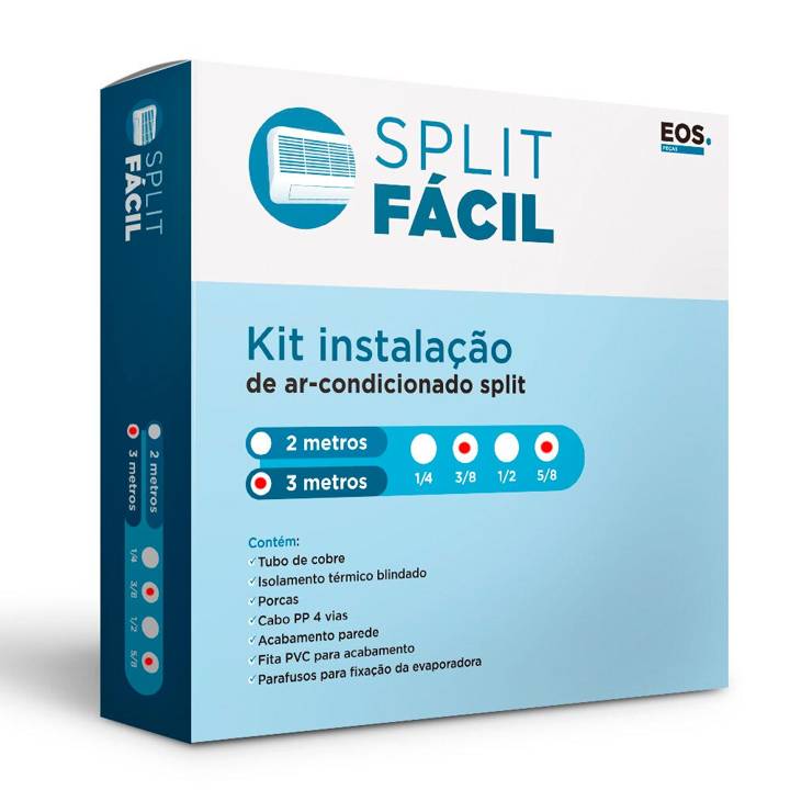 Kit de Instalação EOS 24.000 a 30.000 BTUs 5 metros (3/8 e 5/8)