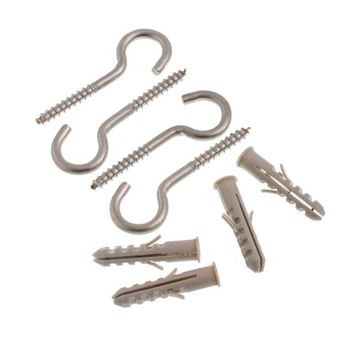 Kit Gancho Inox Bemfixa com Bucha e Anel Nylon 8mm Cartela 4 Peças 7232