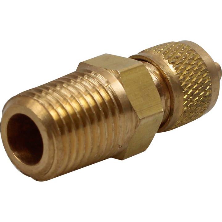 União Com Válvula Tipo Schrader 1/4Sae Macho X 1/4NPT Macho Eos