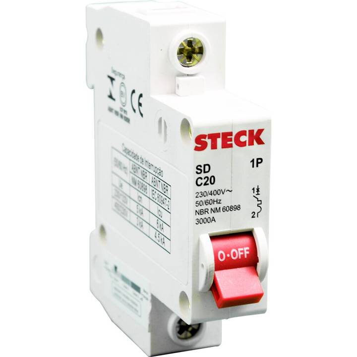 Disjuntor Monofásico 10 Amperes 1 Polo SDD61C10 Steck