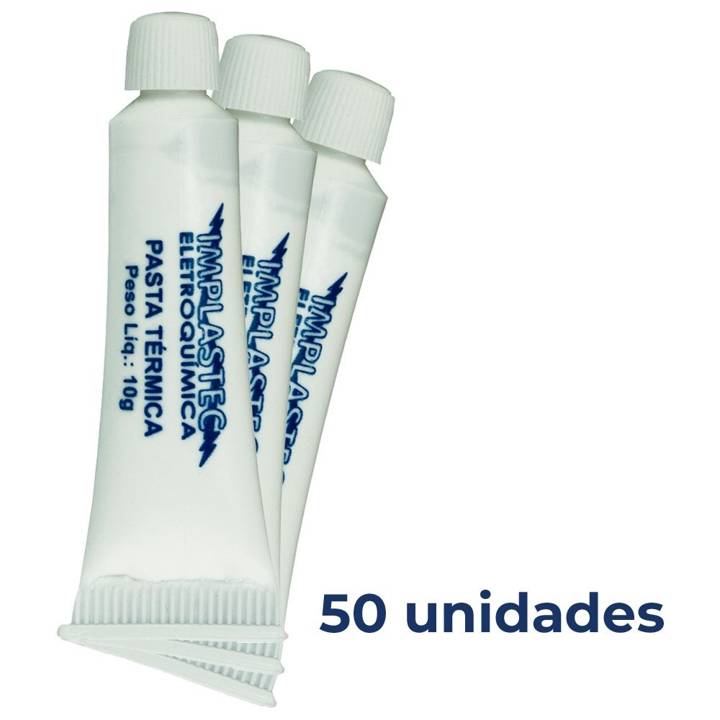 Pasta Térmica de Silicone Implastec Bisnaga 10g Branca - 50 Unidades