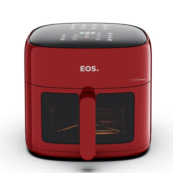 Fritadeira Sem Óleo Air Fryer EOS 6.2 Litros Chef Gourmet Compacta Digital Vermelho EAF60V 220V