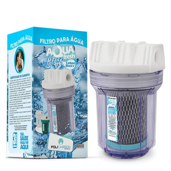 Filtro Policarbon Aquafresh Clear 5" Carbon Block 7045 Azul