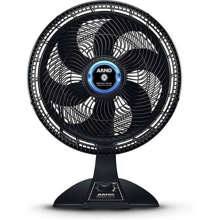 Ventilador de Mesa Arno Ultra Silence Force Repelente Líquido com 6 Pás 40cm Preto VF55 220V