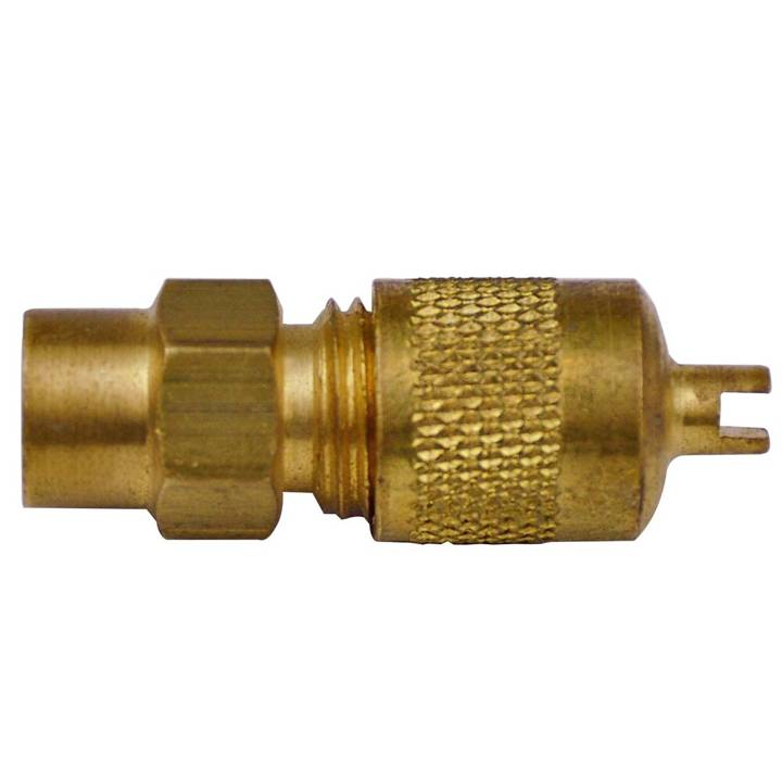 União Com válvula Tipo Schrader 1/4Sae Macho X 1/4 Solda Eos