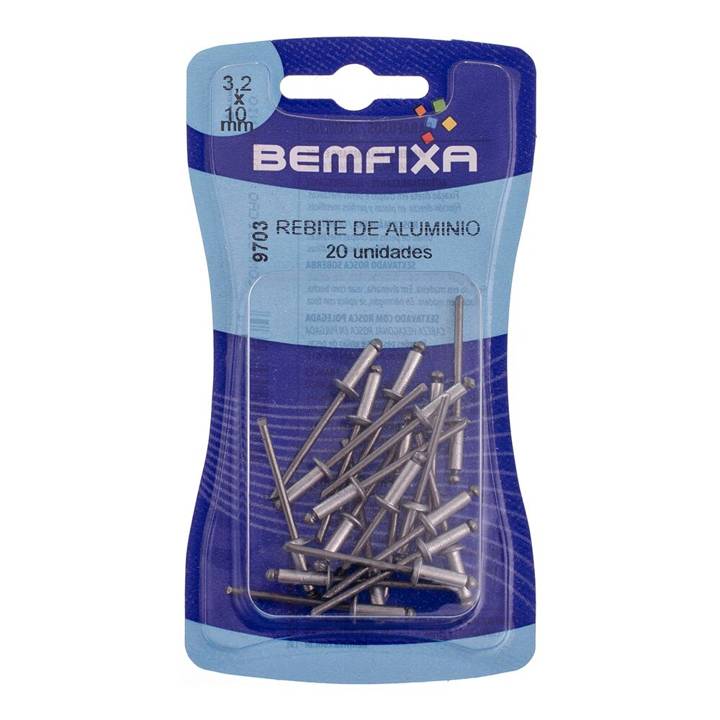 Rebite de Alumínio Bemfixa 3,2x10mm Cartela 20 Peças 9703