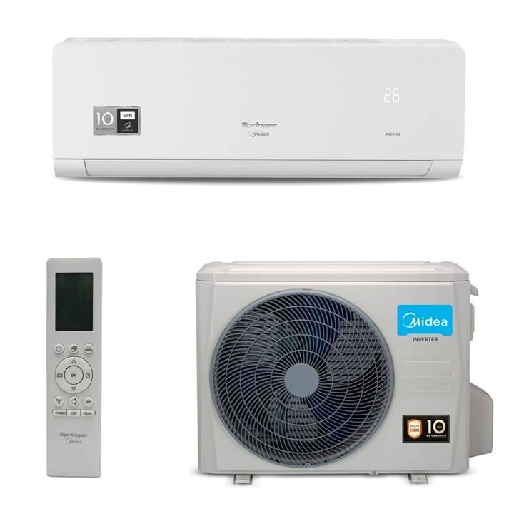 Ar-Condicionado Split Inverter 9000 BTUs Springer Midea Xtreme Save Connect High Wall Wi-fi Integrado Quente e Frio 42AGVQB09M5 220V