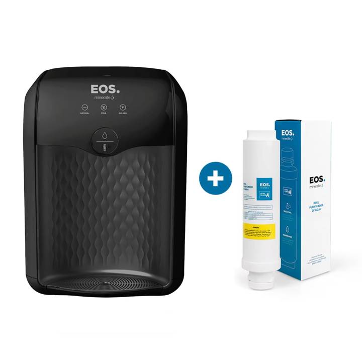 Kit 1 ano EOS - Purificador de Água EOS Premium Preto EPE01P + Filtro Refil EFP01