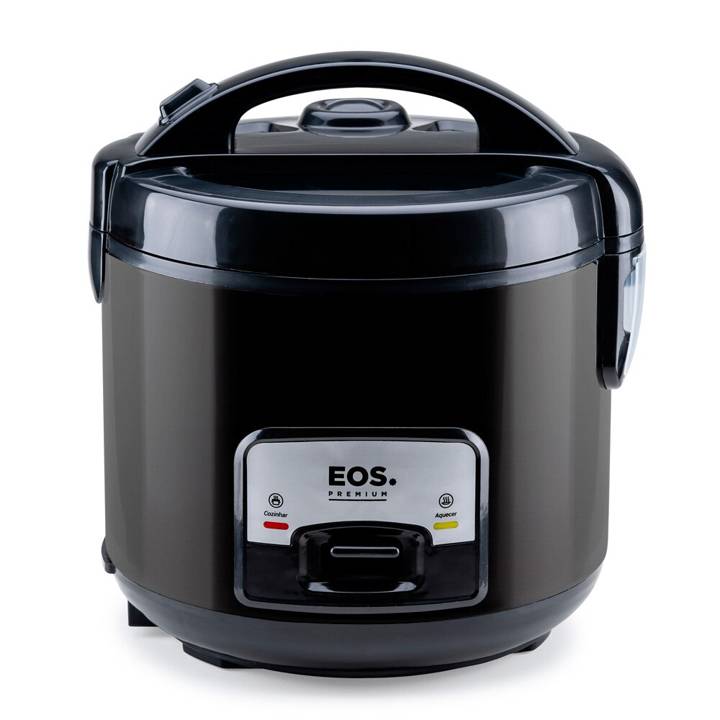 Panela Elétrica de Arroz EOS 5 Xícaras Inox All Black com Tampa de Vidro Clear Glass EPA05PP 110V