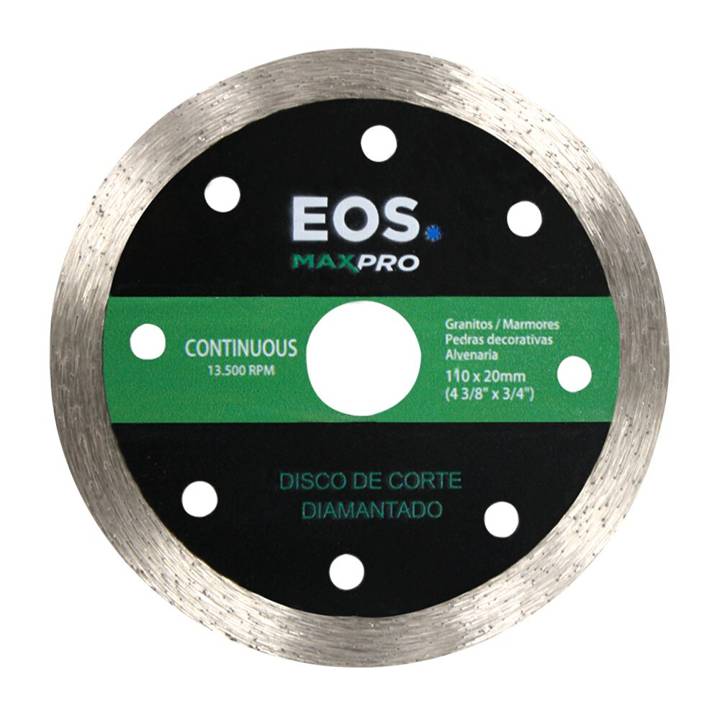 Disco de Corte Diamantado Contínuo 110mm EOS ESC01PRO 110x20x10mm