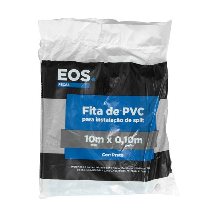 Fita PVC 10M Linear X 0.10M Largura Cor Preta Eos