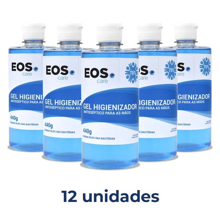 Álcool Gel 70% EOS Antisséptico 440g Kit com 12 Unidades