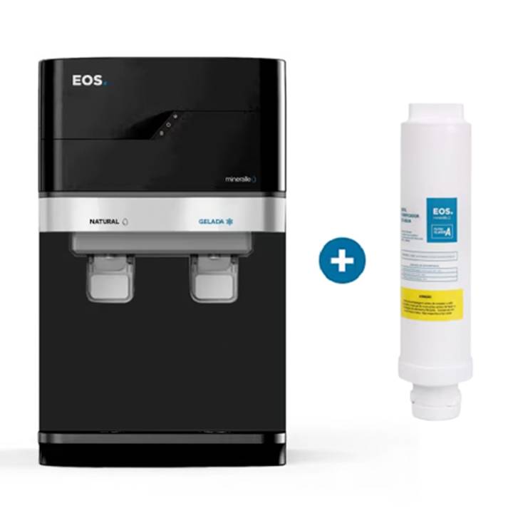 Kit 1 Ano EOS - Purificador de Água EOS EPC01P Mineralle Compressor 220V + Filtro Refil EFP01