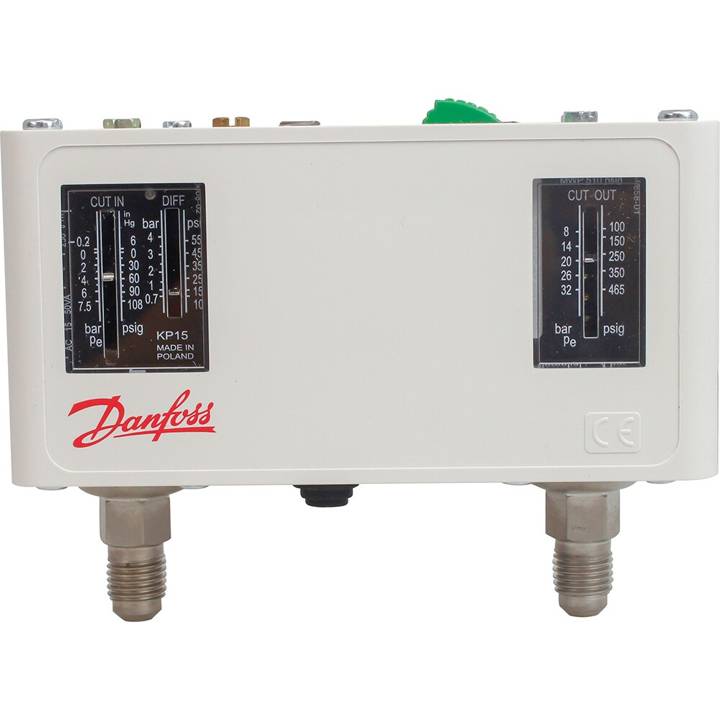 Pressostato Alta/Baixa -0.2 A 7.5 Bar / 8 A 32 Bar 060-126491 Danfoss